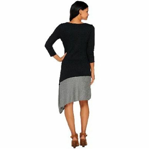 H by Halston Asymmetrical Wool Blend Sweater Dress - Picture 2 of 11